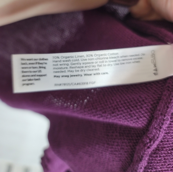 EILEEN FISHER ORGANIC BLEND PURPLE CROPPED CARDIGAN, SZ PP/XS - Picture 7 of 8